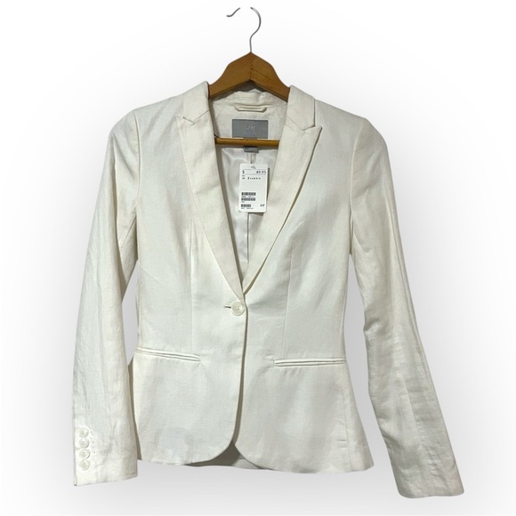 H&M Jackets & Blazers - H&M Linen Cotton Blend One Button Blazer NWT SIZE 2